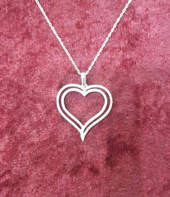 White Gold 10k Diamond double Heart