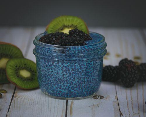 Chia Seed Pudding with Blue Spirulina