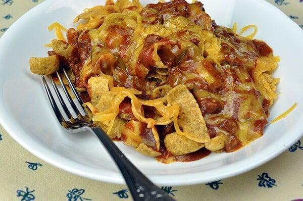 Frito pie. Fritos smothered and chili and cheese sauce. It's not on the menu but if you ask him them the make it happen.