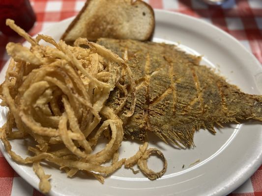 Fried flounder with side (onion rings)