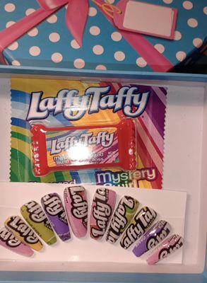 Laffy Taffy lipgloss & Acrylic Nails