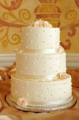 elegant, polka dot, classic wedding cake.