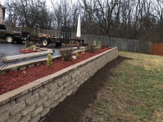 Retention wall and mulching