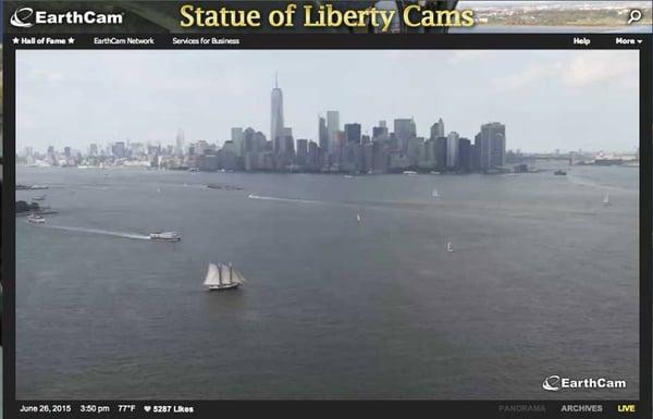 Seen from the Statue of Liberty cam