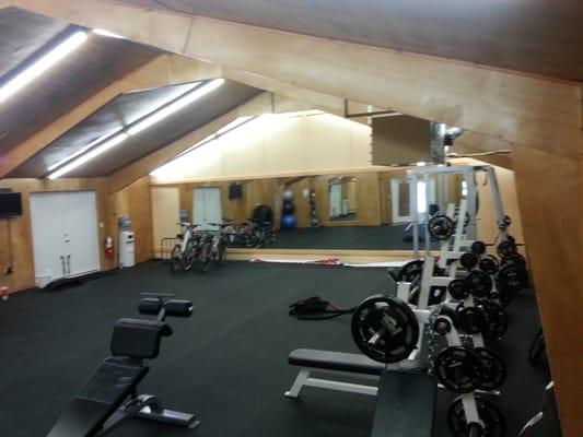 Lots of weight and plenty of room for group fitness too!  Trainers come bring your clients here to train!