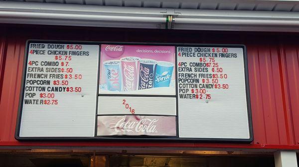 Concession menu