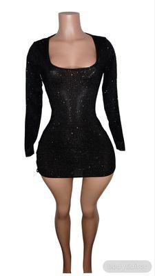 Our Black Galexy Glitter Mini Dress. Great for a night on the town. Stop by or visit www.stripperfitz.com to purchase.