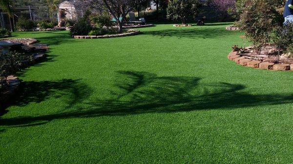 Artificial turf home installation.