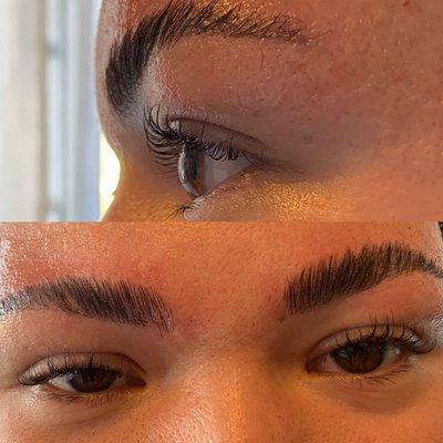 Combination lash lift and brow laminate