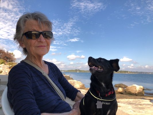 Sarah with Wendy, her sweet Therapy pup