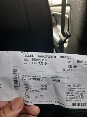 Miller Bus Line Ticket saying one thing and meaning something else