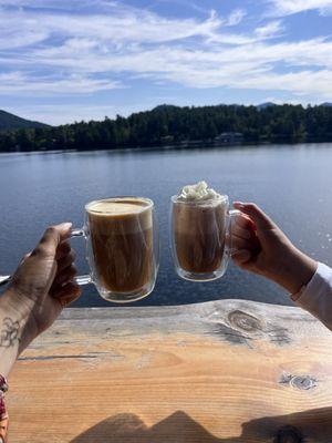 Latte and hot chocolate