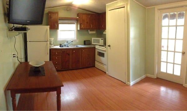 The kitchen in the cabin, it had everything we needed to cook our meals.