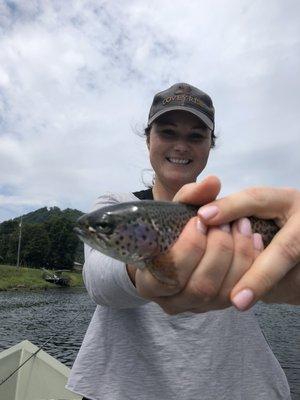 First trout on a fly rod.