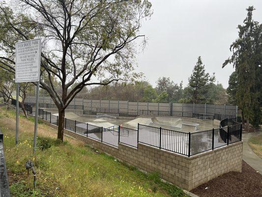 Empty park on a rainy day