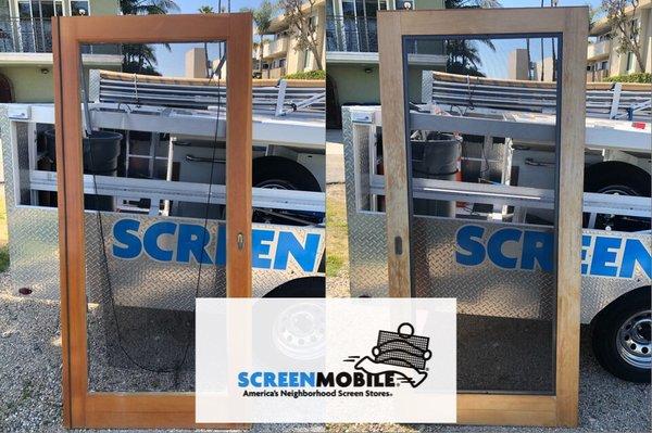 Wooden Sliding Screen Door. We replaced the Frame and Mesh. Playa Del Ray, CA