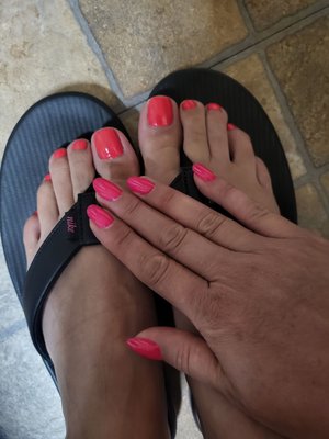 Gel nails $24 and basic pedi $20