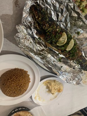 1. Branzino  2. Rice