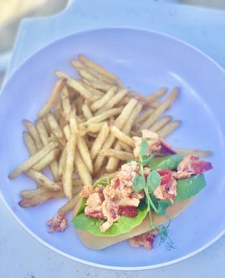 Lobster roll with yuzu aioli ($27) - so pretty!  The little red peppers are a bit spicy