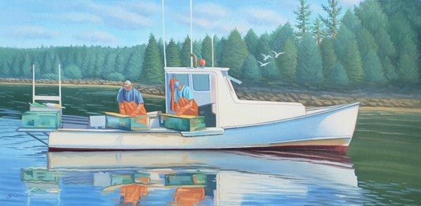 'Knubble Bay Lobstermen'
18x36, oil on canvas