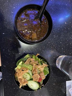 the apps that are complimentary to the pad se ew (beef stew & wasabi salad)