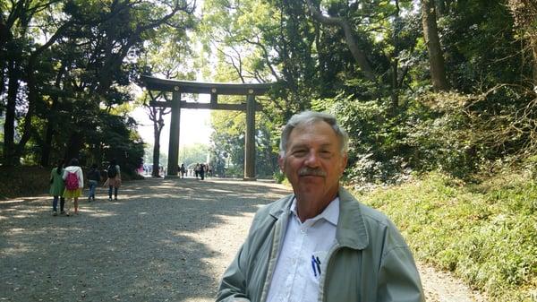 Thomas W Johnson, EA at the Meiji Shrine in Tokyo, Japan in April, 2014.