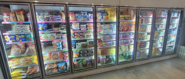 variety of frozen food items