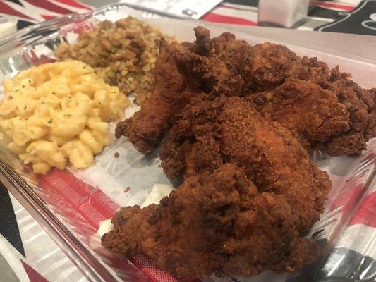 Amazing fried chicken, and the most delicious stuffing ever!