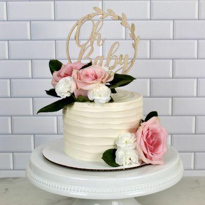 Pink & White Baby Shower Cake