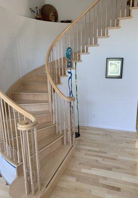 Staircase with maple and Brazilian cherry strip.