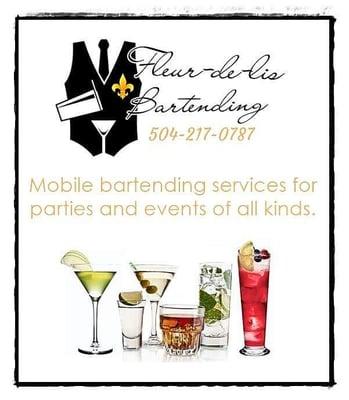 For all your events book Fleur-de-lis  Bartending "Making Good Events Great!"