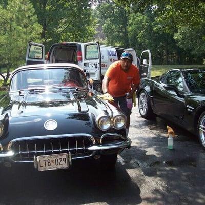 Mobile car wash guys at our clients home.