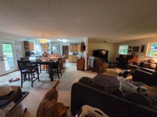 There is supposed to a hole behind the TV, supposed to be a new kitchen and a ton more to this room. It's untouched.