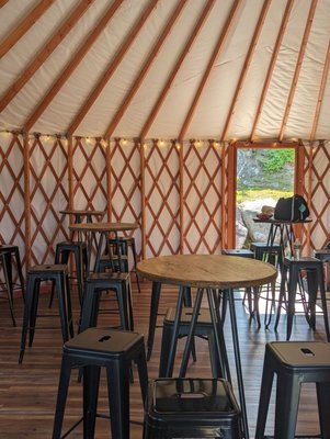 Inside the yurt