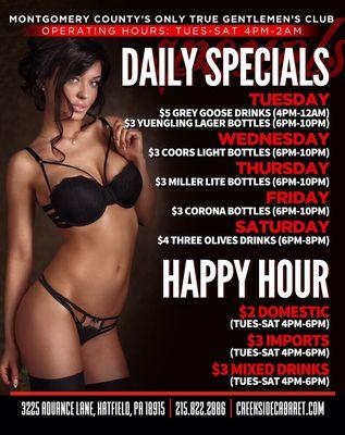 Our Daily Specials & Daily Happy Hour Specials