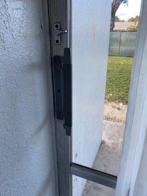 Broken door handle. Lock won't budge up or down.