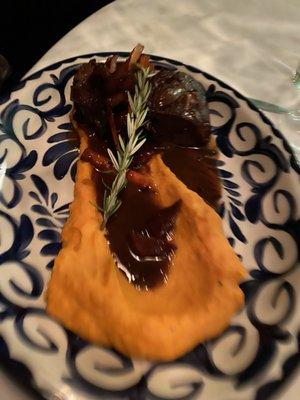 Brisket with sweet potato purée