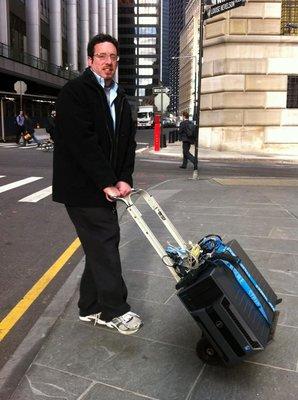 Akiva performing some hands-on Disaster Recovery in the Financial district, after Hurricane Sandy