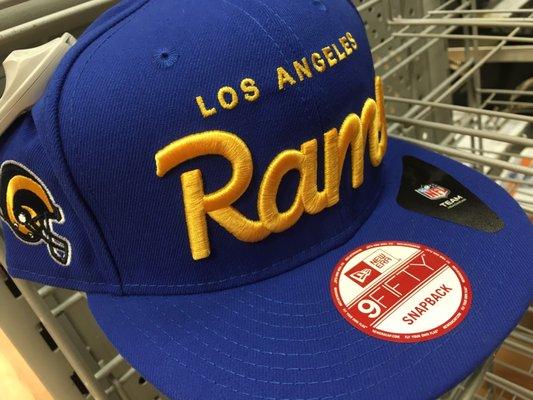 8/27/16. Saturday afternoon. Sweeeeet Los Angeles Rams hat in proper color scheme and all, with the Beverly Hills price tag of $32+tax!