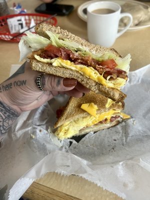 Bacon egg lettuce cheese and Mayo on toast YUM!