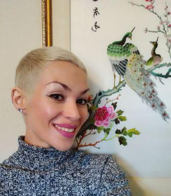 My beautiful wifey is always the best hair model!!! Hit me up if you wanna get a platinum pixie!!!