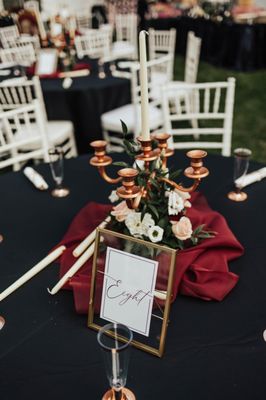 Table set up for one of our weddings