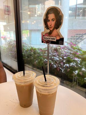 french toast latte with oatmilk and caramel latte with oatmilk