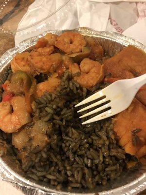 Medium Shrimp Meal w/ sweet potato & dirty rice