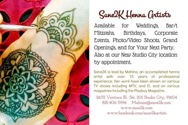 Henna Artists Available for your event!