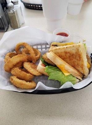 Fried Green BLT with Onion Rings