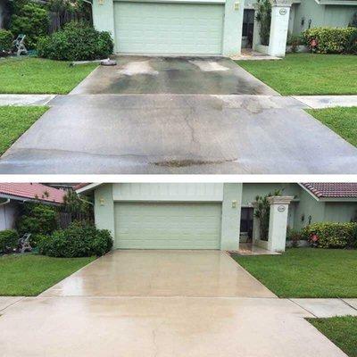 Before and after pressure washing.