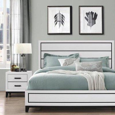 Kate White Queen Panel Bed w/Dresser and Mirror