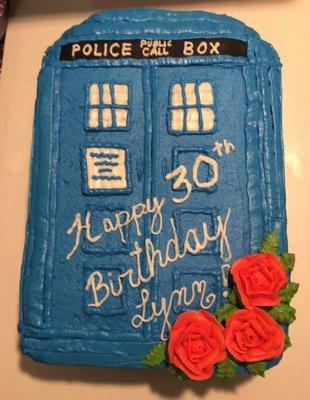 The famous Tardis cake, on which everything is edible.