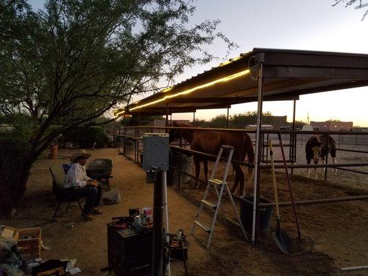 Replace bad hose bibs and tractor battery, and installed outlets, a timer, and rope lighting for this lady's horse facility.